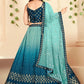 A Line Lehenga Georgette Blue Foil Print Lehenga Choli