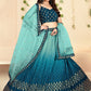 A Line Lehenga Georgette Blue Foil Print Lehenga Choli