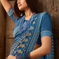 Contemporary Georgette Aqua Blue Lace Saree