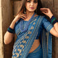 Contemporary Georgette Aqua Blue Lace Saree