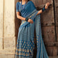 Contemporary Georgette Aqua Blue Lace Saree