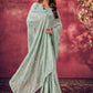 Classic Georgette Aqua Blue Fancy Work Saree