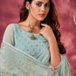 Classic Georgette Aqua Blue Fancy Work Saree