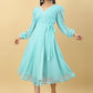 Gown Georgette Aqua Blue Plain Gown