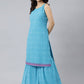 Salwar Suit Georgette Aqua Blue Print Salwar Kameez