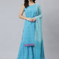 Salwar Suit Georgette Aqua Blue Print Salwar Kameez