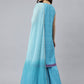 Salwar Suit Georgette Aqua Blue Print Salwar Kameez