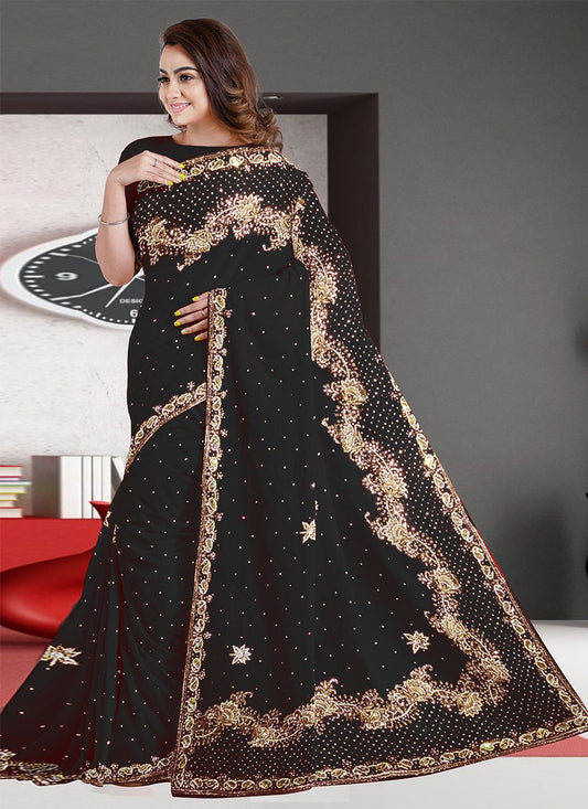 Classic Georgette Black Hand Work Saree