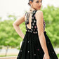 Designer Gown Georgette Black Embroidered Gown