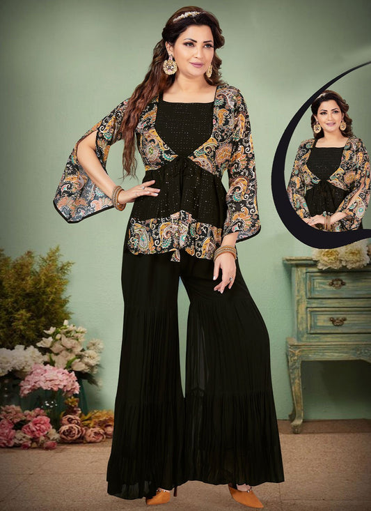 Trendy Suit Georgette Black Print Salwar Kameez