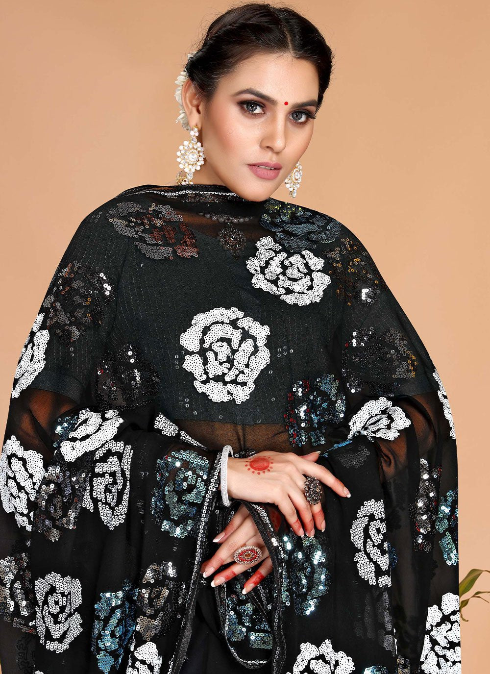 Trendy Saree Georgette Black Embroidered Saree