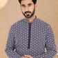 Kurta Pyjama Georgette Blue Embroidered Mens