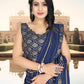 Trendy Saree Georgette Blue Jacquard Work Saree