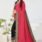 Trendy Saree Georgette Hot Pink Patch Border Saree
