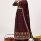 Floor Lenght Salwar Suit Georgette Wine Embroidered Salwar Kameez