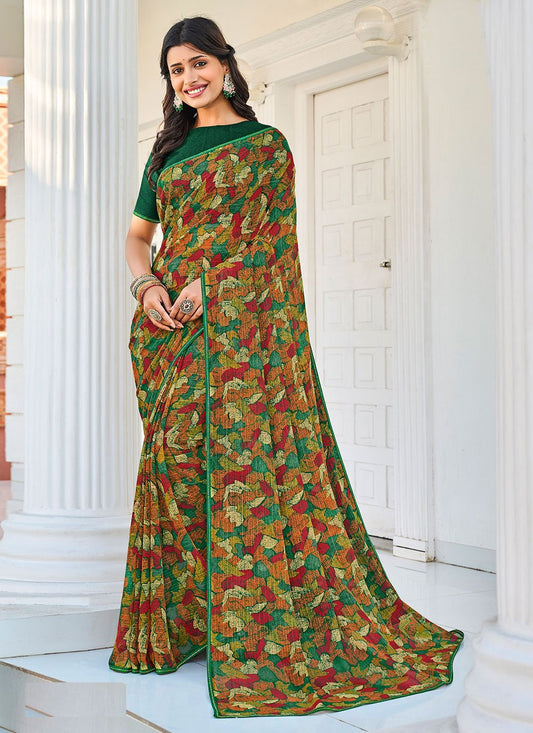 Designer Trendy Saree Georgette Multi Colour Fancy Work Saree