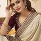 Classic Georgette Cream Patch Border Saree