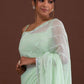 Classic Georgette Sea Green Diamond Saree