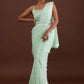 Classic Georgette Sea Green Diamond Saree