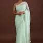Classic Georgette Sea Green Diamond Saree