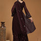 Salwar Suit Georgette Brown Embroidered Salwar Kameez
