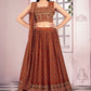 Readymade Lehenga Choli Georgette Brown Embroidered Lehenga Choli