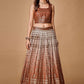 Lehenga Choli Georgette Brown Sequins Lehenga Choli