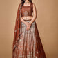 Lehenga Choli Georgette Brown Sequins Lehenga Choli