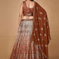 Lehenga Choli Georgette Brown Sequins Lehenga Choli