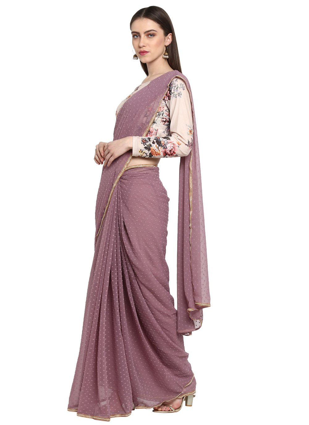 Trendy Saree Georgette Mauve Booti Saree