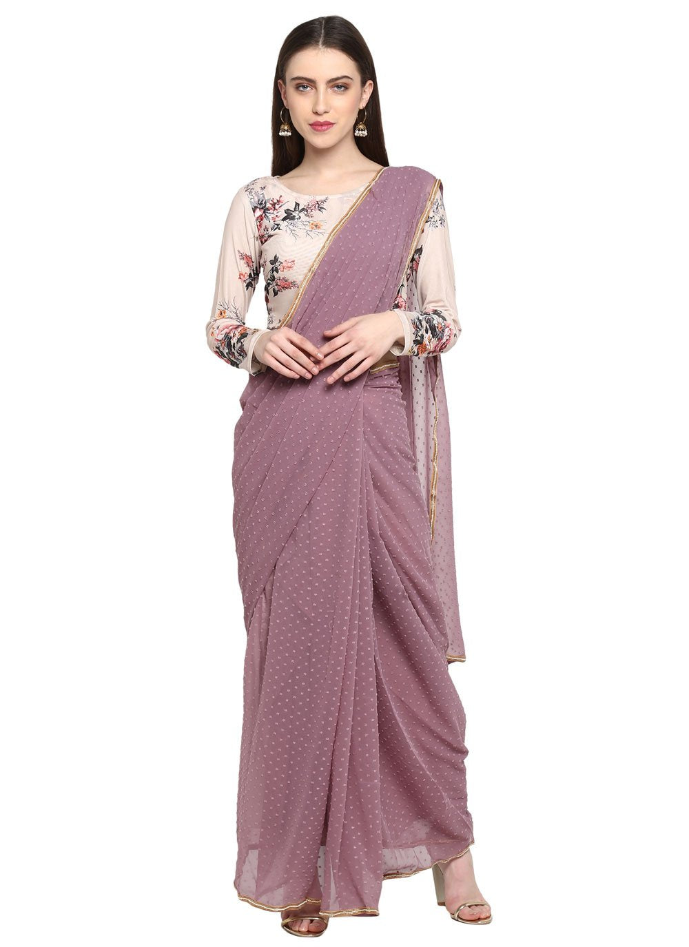 Trendy Saree Georgette Mauve Booti Saree