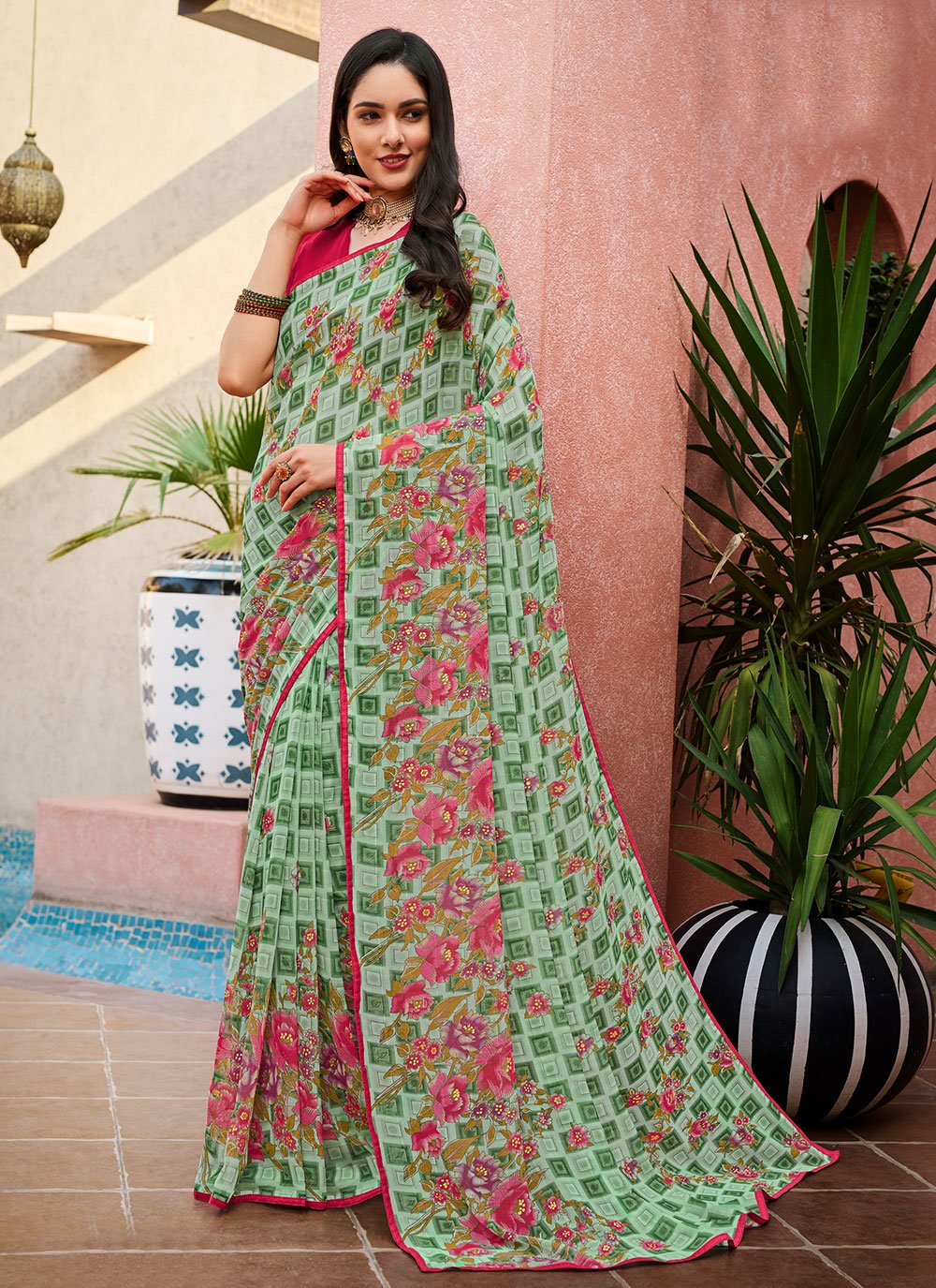 Classic Georgette Multi Colour Print Saree