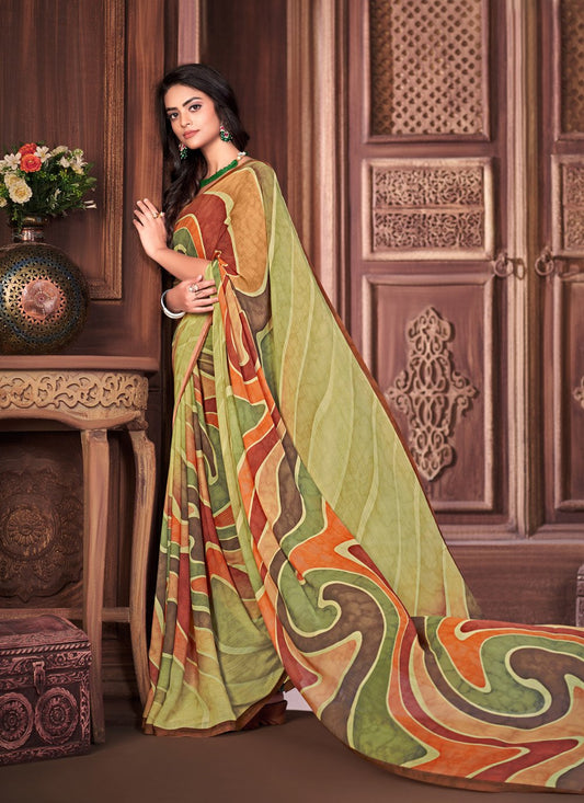 Classic Georgette Multi Colour Print Saree