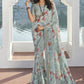 Contemporary Georgette Aqua Blue Print Saree