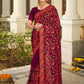Classic Georgette Purple Embroidered Saree