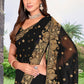 Classic Georgette Black Embroidered Saree