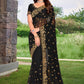 Classic Georgette Black Embroidered Saree