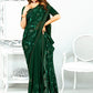 Classic Georgette Silk Green Patch Border Saree