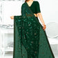 Classic Georgette Silk Green Patch Border Saree