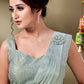 Contemporary Georgette Sea Green Patch Border Saree