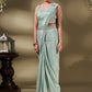 Contemporary Georgette Sea Green Patch Border Saree