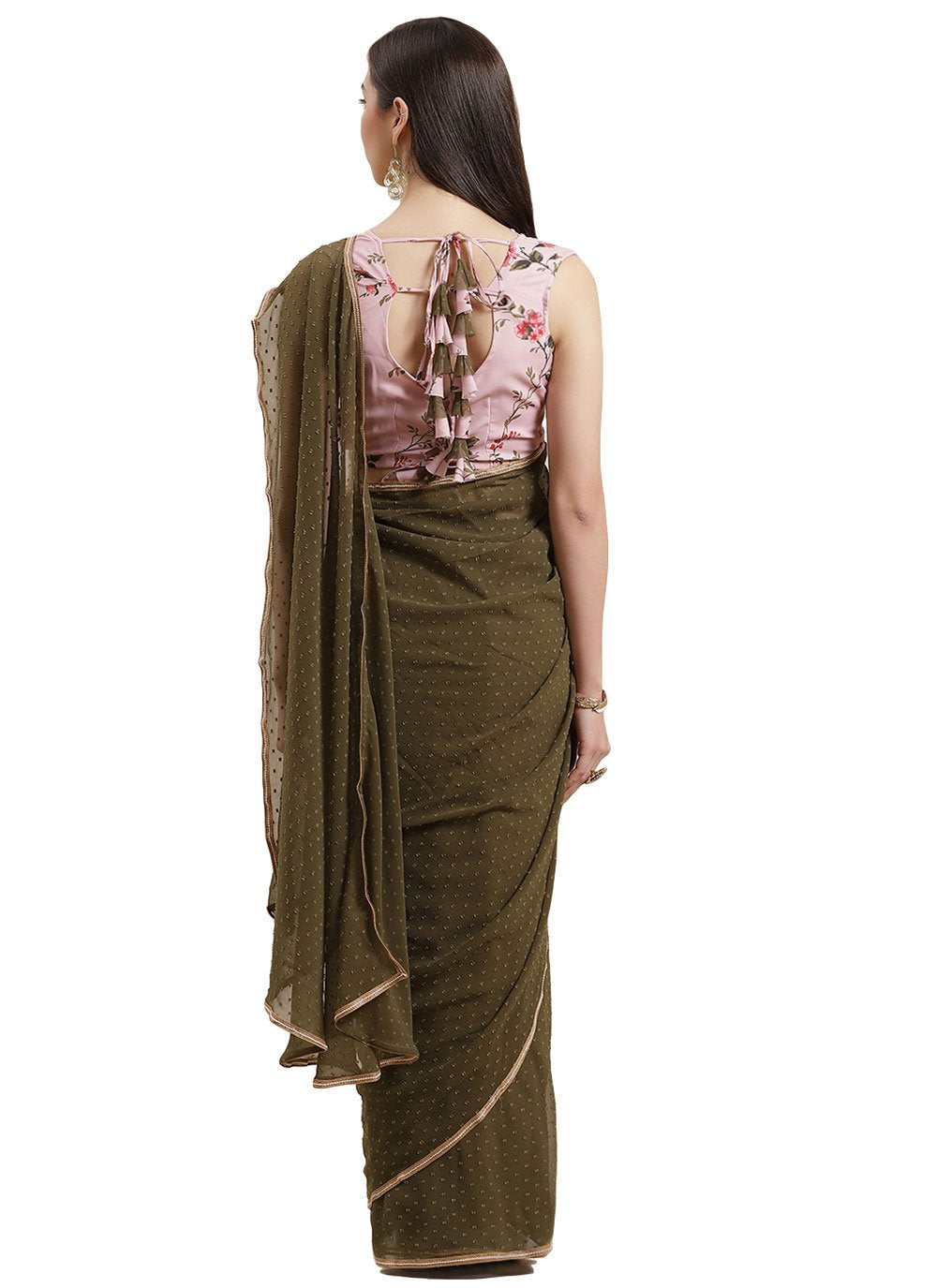 Contemporary Georgette Green Booti Saree