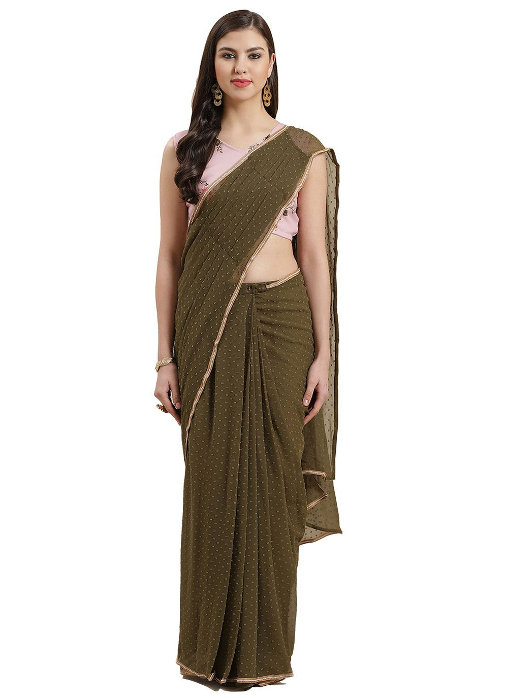 Contemporary Georgette Green Booti Saree