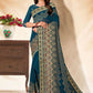 Contemporary Georgette Blue Teal Embroidered Saree