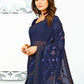 Contemporary Georgette Silk Blue Patch Border Saree