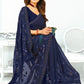 Contemporary Georgette Silk Blue Patch Border Saree