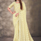 Contemporary Georgette Cream Mirror Saree