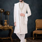 Indo Western Sherwani Georgette Cream Embroidered Mens