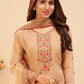 Palazzo Salwar Suit Georgette Cream Embroidered Salwar Kameez