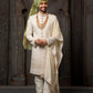 Sherwani Georgette Cream Machine Embroidery Mens